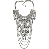 Lanue Statement Necklace for Women Jewelry Birthday Gifts, Big Chunky Link Chain Ethnic Tribal Boho Choker Necklaces