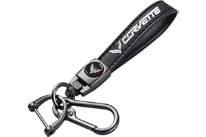 MIGUOER Genuine Leather Car Keychain Fit Corvette C4 C6 C5 C7 C8 Car Key Chain for Men Women Family Present Key Ring