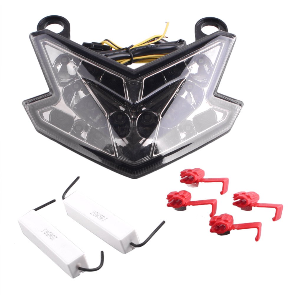 Mallofusa Motorcycle Integrated Taillight LED Brake Tail Light Compatible for Kawasaki Ninja ZX6R 636 Z800 2013 2014 Smoke Lens