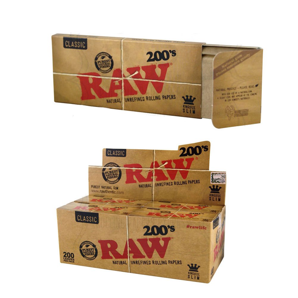 Raw 200's - Classic Raw Kingsize Rolling Papers - 200 Creaseless Papers per Pack (4 Packs - 800 Papers)