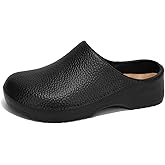 ihinzry Professional Chef Clogs Non-Slip Waterproof Work Shoes for Nurses Kitchen Staff with Arch Support Lightweight Comfort Restaurant Safety Shoes Slip Resistant Black-46-47