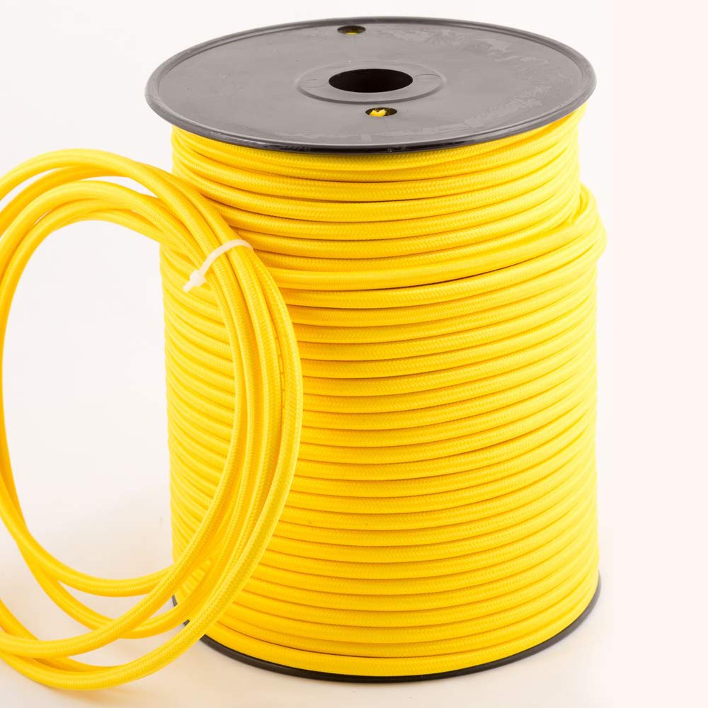 LEDSone 16.4ft Vintage 2 Core Round 18 Gauge Yellow Cable Fabric Cloth Covered Electrical Wire, 5m 2 conductors Lamp cable Modern Cloth Covered Wire for Pendant Light Bulb Industrial DIY Project. — image 1