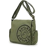 Zxtvmn Japanese New 2026 My Neighbor Canvas Messenger Bags Cartoon Students Book Crossbody Bags with Mutiple Pockets, Compatible with my neighbor totoro bag (Khaki)
