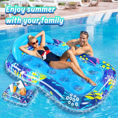 Subtail Pool Mat – Inflatable Pool Mat with Removable Cup Holder – Pool Floats – Inflatable Swimming Pool Mats for Adults – Beach Mat – Inflatable Inflatable Mattress