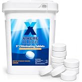 Xtremeclear 3" Chlorine Tablets Bucket, 3-inch Individually Wrapped, 25 lbs Chlorinating Tabs for Swimming Pools, Hot Tubs, Spa Slow Dissolving 25 Pound Bucket