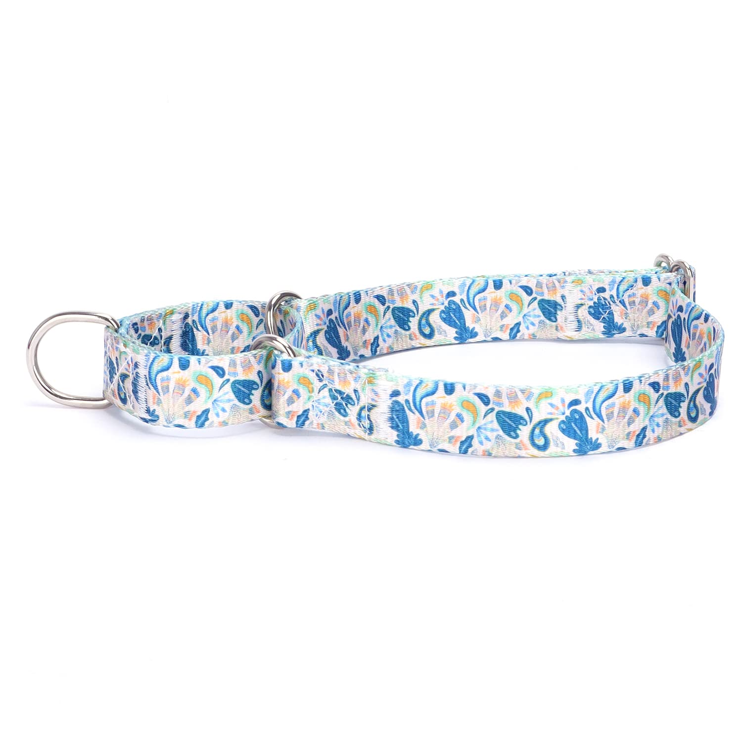 haoyueer Heavy Duty Nylon Adjustable Martingale Dog Collar for Walking Training Boy and Girl Dogs (XL:53-62CM, Dark blue flowers) — image 1