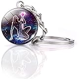 JWPavilion Zodiac 12 Constellations Charm Luminous Crystal Ball Pendant Key chain