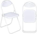 Nyxi Folding Chair Padded Paris Faux Leather White, Steel Frame 114kg