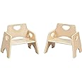 ECR4Kids Stackable Wooden Toddler Chair, 6in, Kids Furniture, Natural, 2-Pack