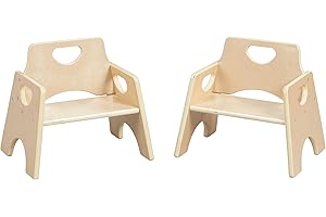 ECR4Kids Stackable Wooden Toddler Chair, 6in, Kids Furniture, Natural, 2-Pack