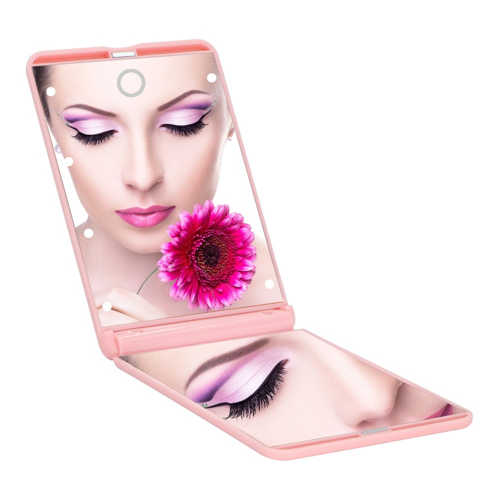 Miroir De Maquillage De Voyage Compact Lumineux Et Led