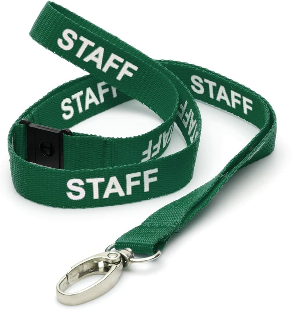CKB LTD Green Staff Lanyards Breakaway Safety Lanyard 1.5cm 51cm Pack 10