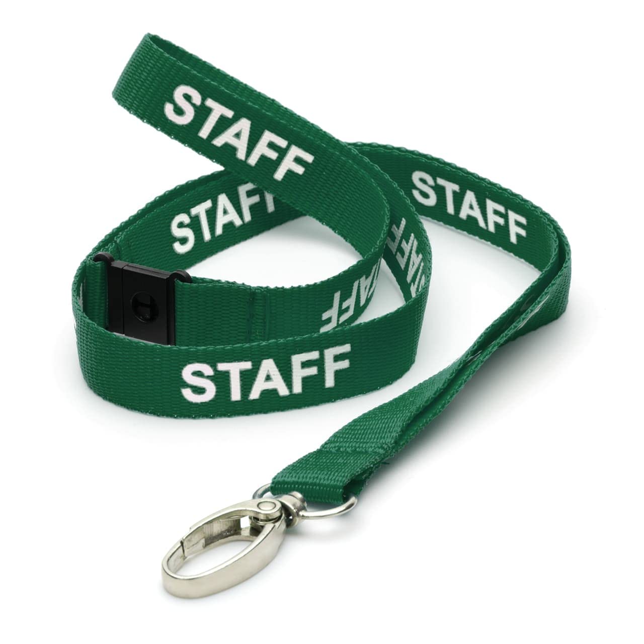CKB LTD Green Staff LANYARDS Breakaway Safety Lanyard Neck Strap Swivel Metal Clip for ID Card Holder - Pull Quick Release Design Pack of 10