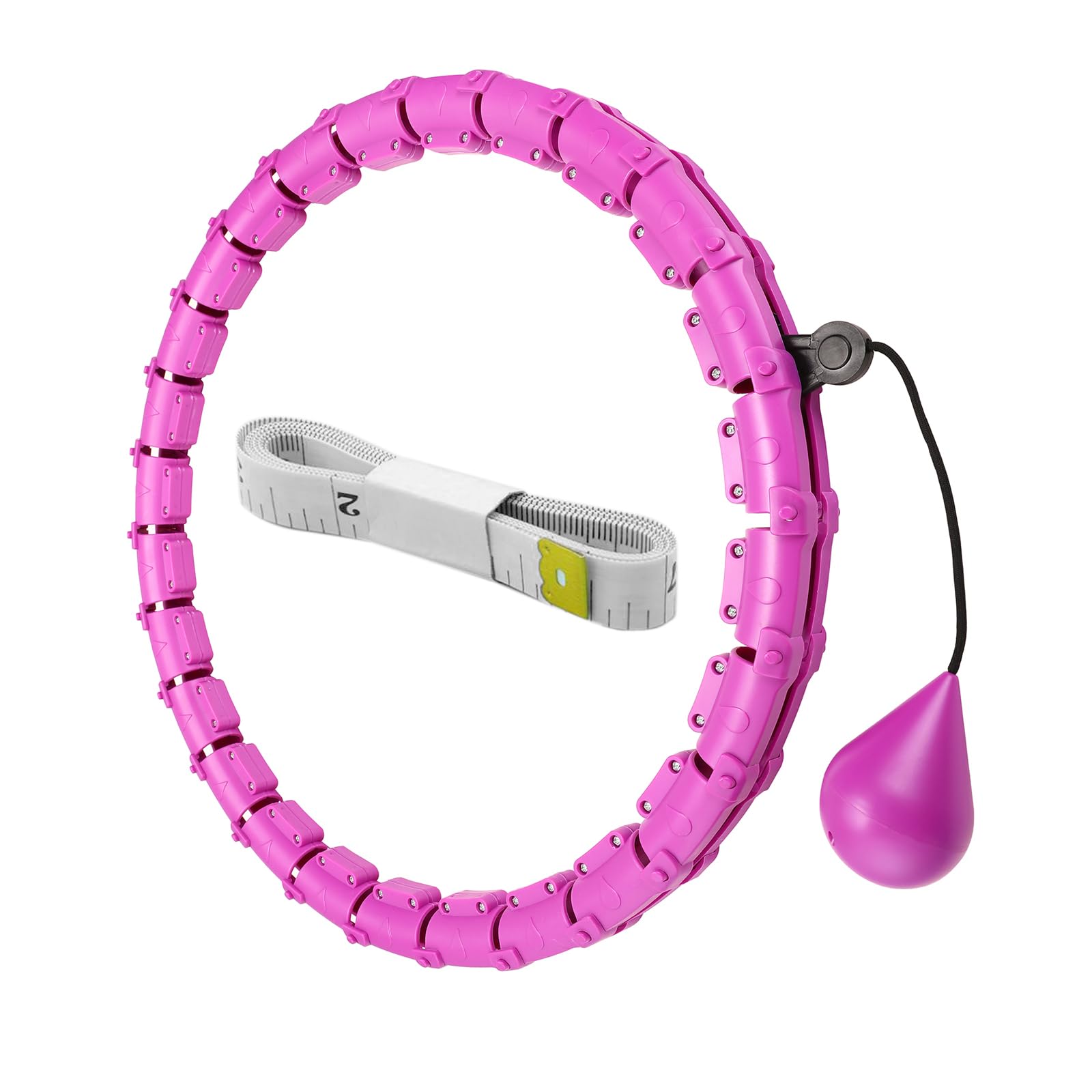 Pterygoid Smart Hula Hoop,Weighted Hula Hoop for Adult, 24 Detachable Hula Circle Fitness Ring with 360 Degree Auto-Spinning Ball Gymnastics, Massage, Adult Fitness for Weight Loss,Purple