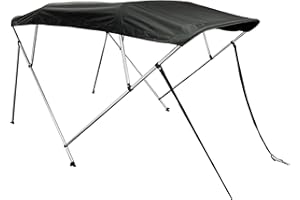 SavvyCraft 4 Bow Bimini Top Boat Cover Black 4 Bow 96" L 54" H 67"- 72" W W/Boot & Rear Poles