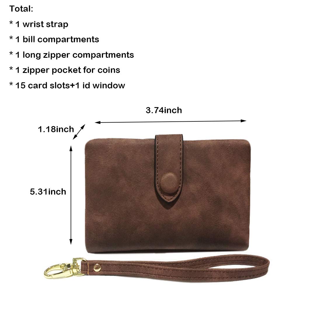 AOXONEL Women's Small Bifold Leather wallet Rfid blocking Ladies Wristlet with Card holder id window Coin Purse