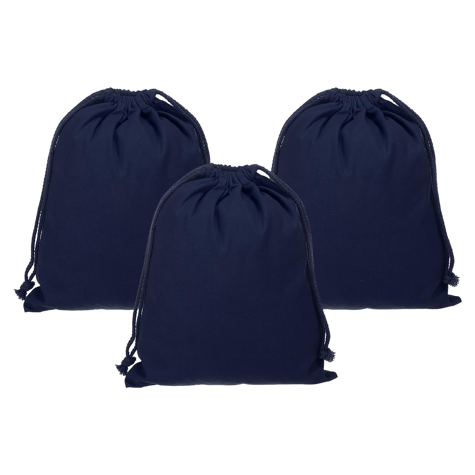 PATIKIL Reusable Drawstring Bags, 10x12.6 Inch 3 Pack Multipurpose Cotton Dust Bags, Luggage Organizer, Travel Essentials Storage Pouch, Navy Blue