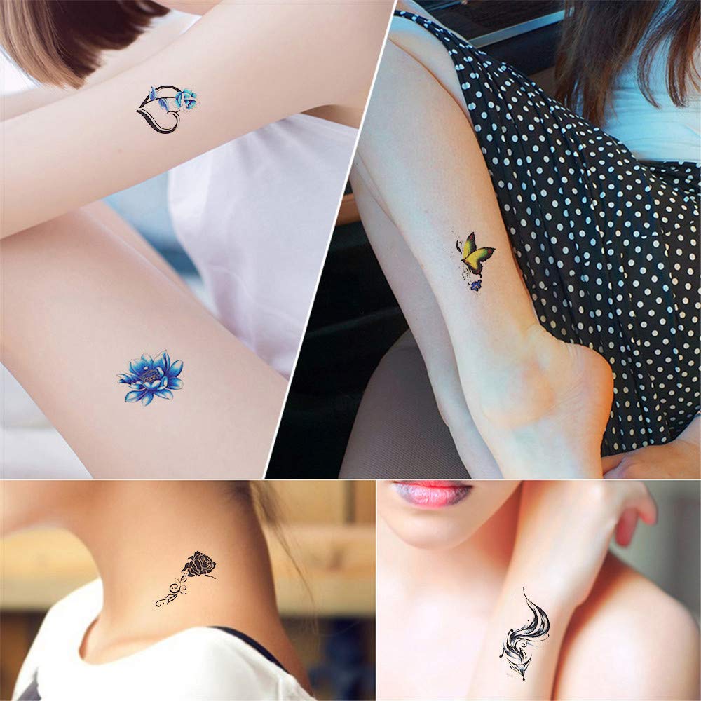 YALANK 30 Sheets Temporary Tattoos Sticker For Women Girls Models Adults, Colorful Body Art Sticker Makeup Waterproof Sexy Realistic Arm Fake Tattoos Sticker Hand Neck Wrist Fashion