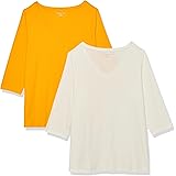 Amazon Essentials Women's Classic-Fit 3/4 Sleeve V-Neck T-Shirt (Available in Plus Size), Multipacks