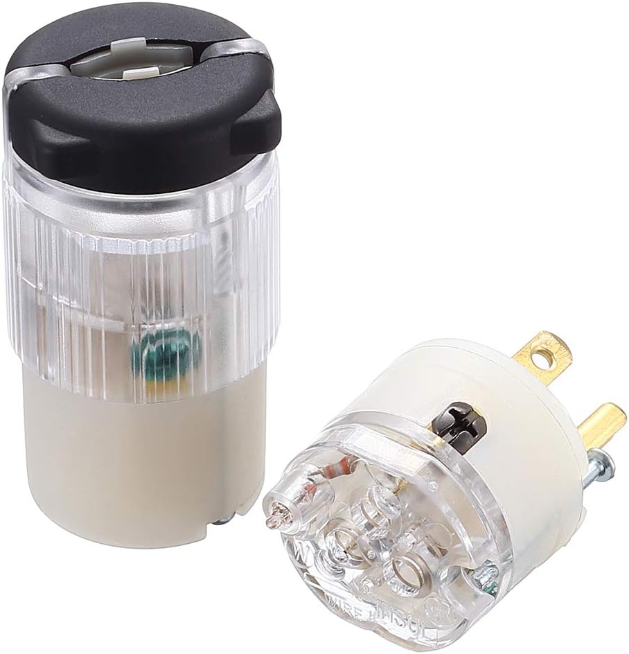 Miady Lighted Extension Cord Ends, 15 Amp 125 Volt NEMA 5-15, 2Pole 3Wire, Electric Plug Replacement, UL listed - - 