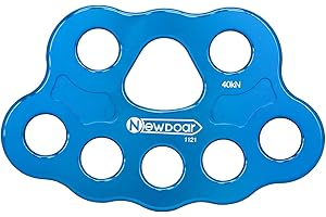 NewDoar Descender Plate 40KN Paw Rigging Plate 4/5 Holes Rock Climbing Gear (8 holes/40KN Blue)