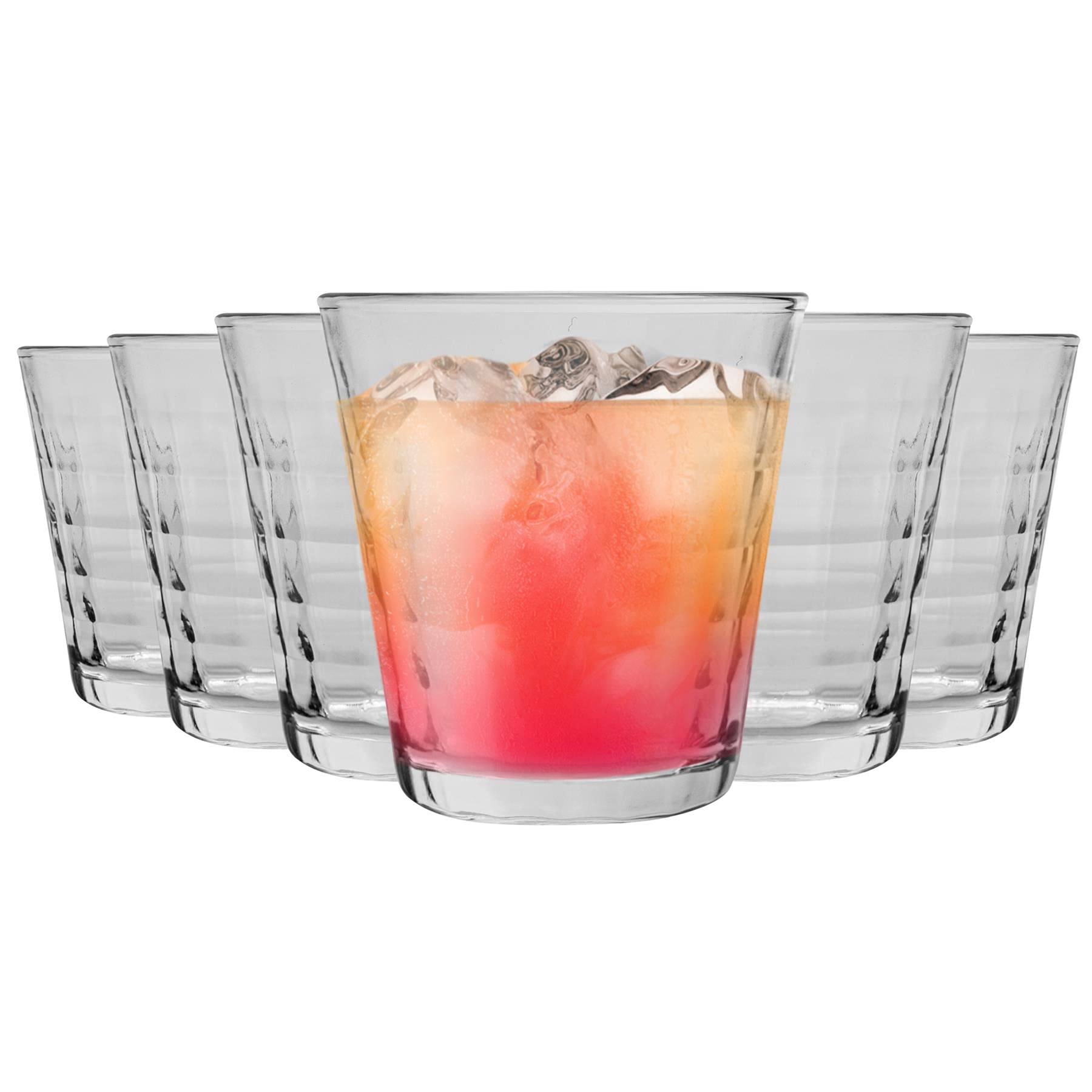 Duralex Prisme Drinking Glasses - 220ml Tumblers for Water, Juice - Clear - Pack of 12