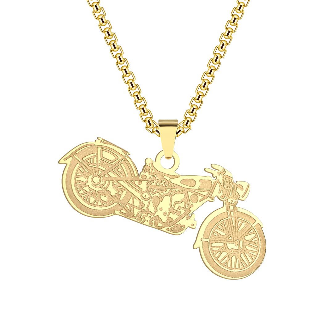 LUTAKU Motorcycle Pendant Necklace for Men Women Boys Cycling Travel Memorial Jewellery 316L Stainless Steel Hip Hop Chains Gift for Men (274G)