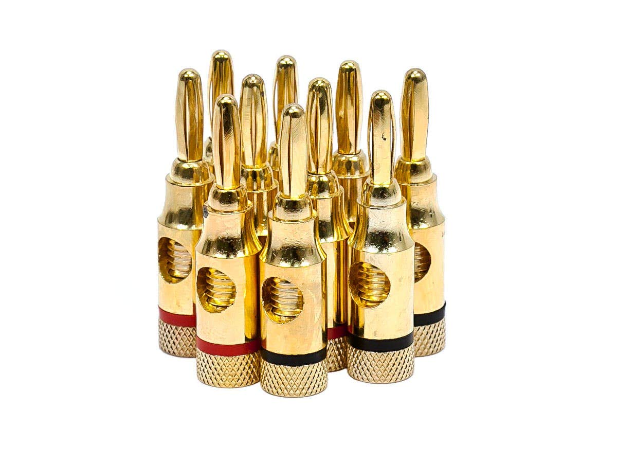 Monoprice 109437 5PRJX74047 Gold Plated Speaker Banana Plugs 5 Pairs