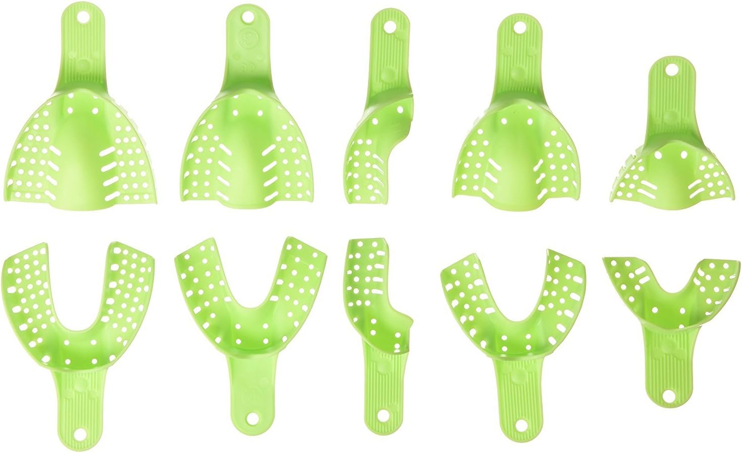 Dental Impression Trays Autoclavable Central 10pcs/Box(Light Green)