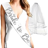 Amazon.com: Casoty Silver Bride to Be Sash & Tiara Kit ...