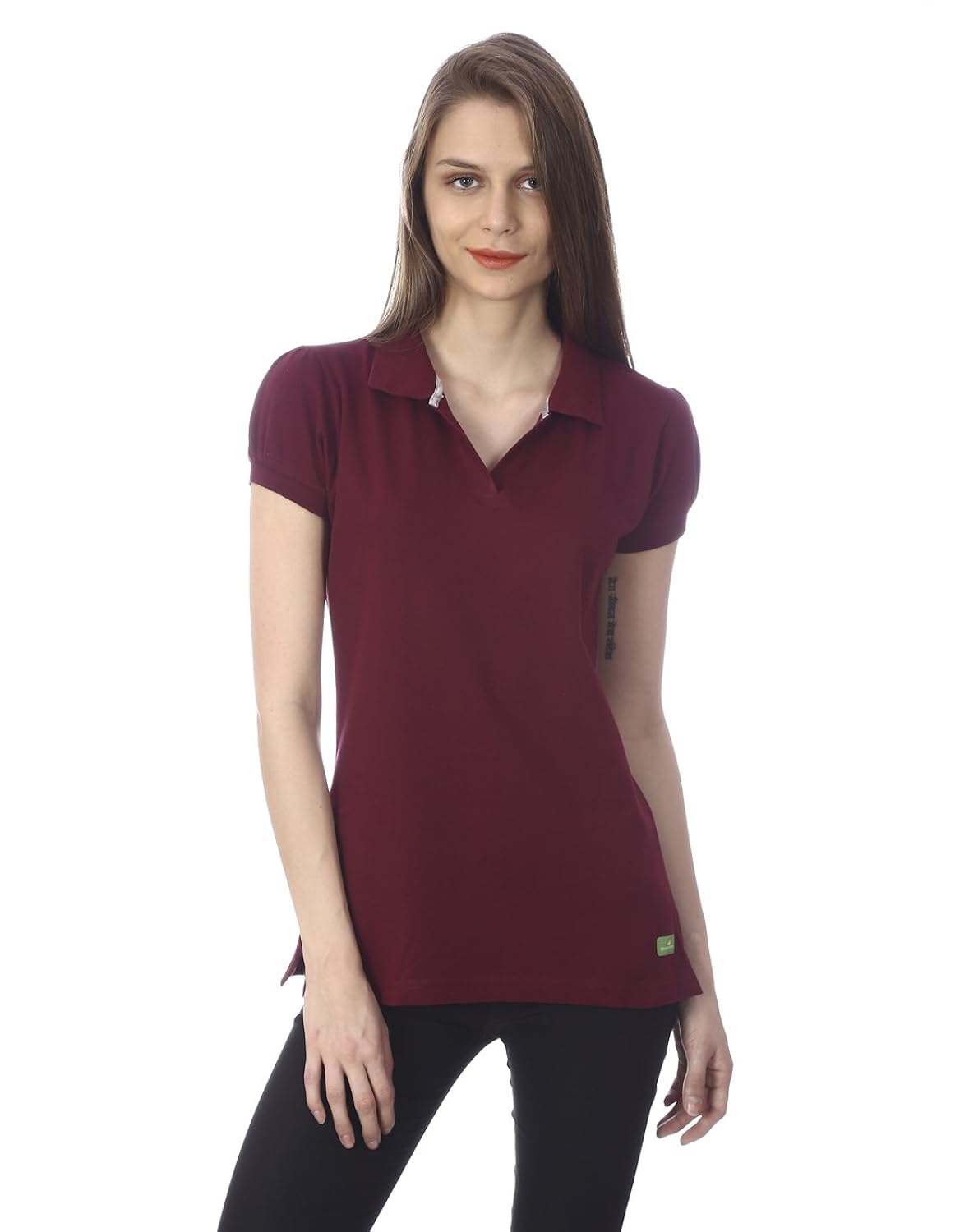 goldstroms women's solid/plain polo collar t-shirt/tee/top open neck