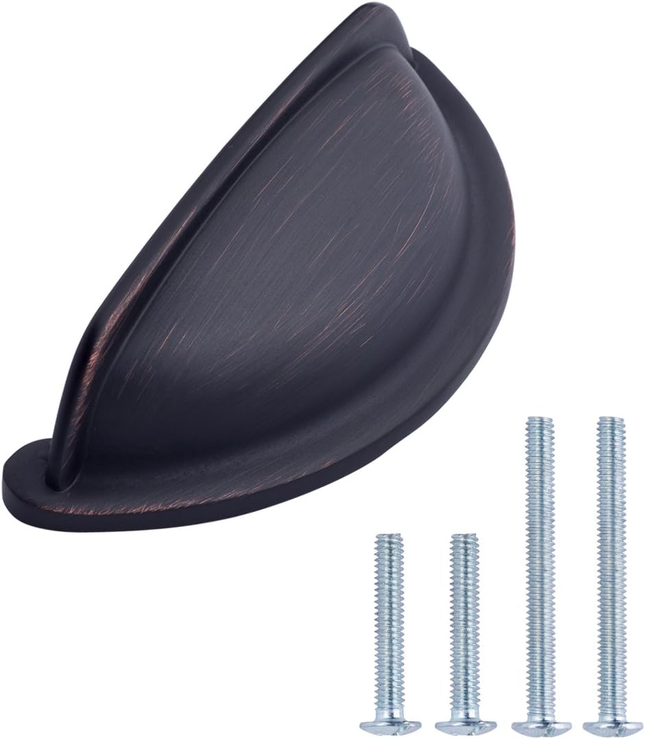 Amazon Basics Wide Bin Cup Drawer Pull 3 69 Inch Length 3 Inch Hole Center Oil Rubbed Bronze 10 Pack Amazon Com