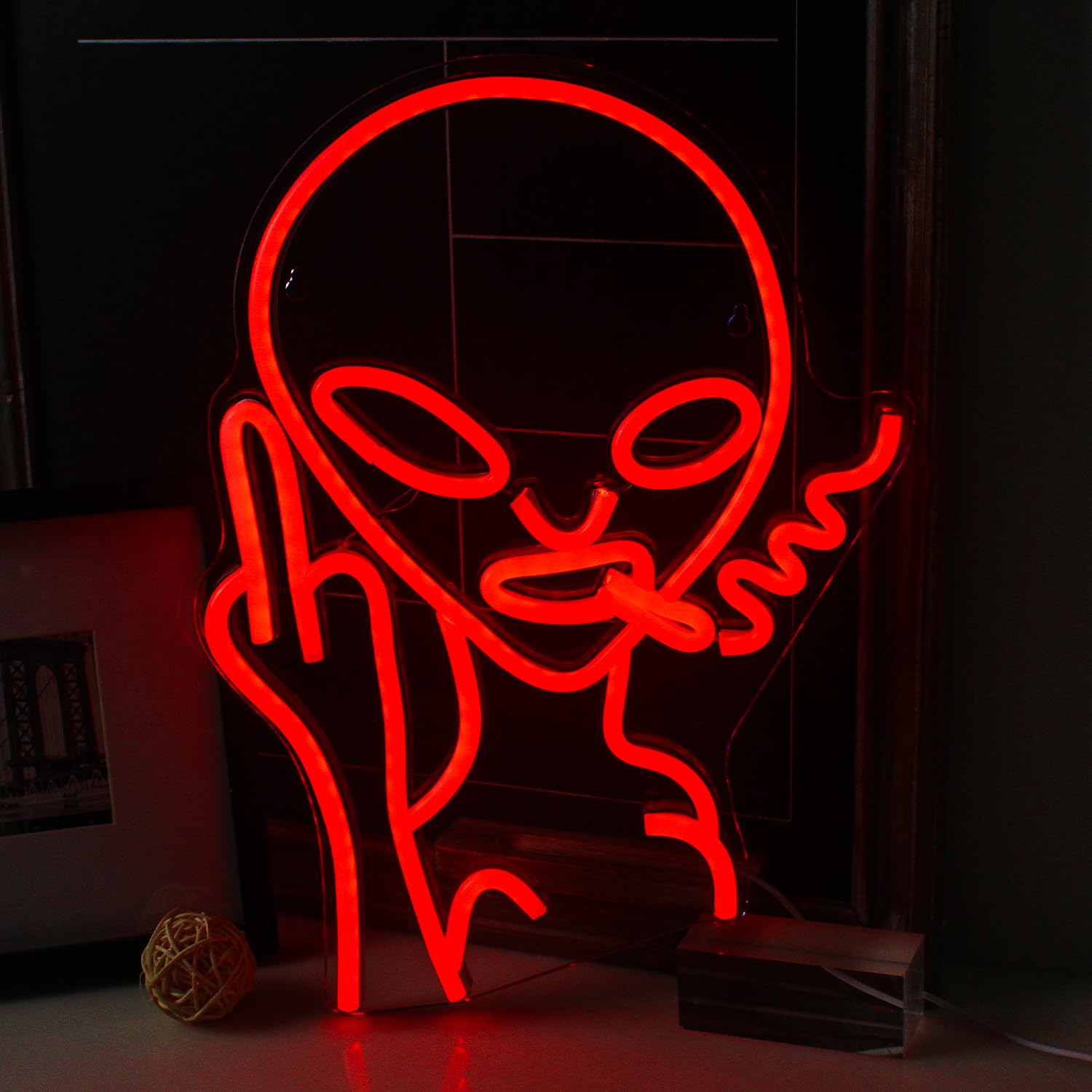 SIGNSHIP Alien Neon Light Sign for Wall Decor USB Decorative Led Neon Signs Novel Red Alien Led Sign for Home Kids Room, Bar, Club, Bedroom, Party — image 1