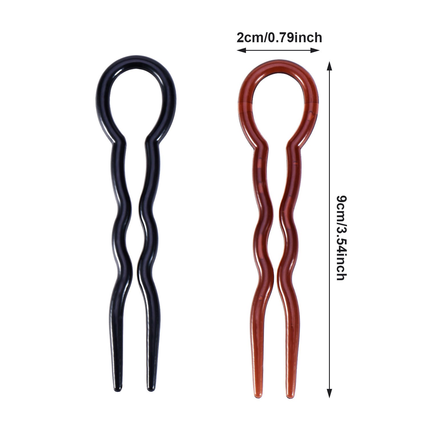 Canomo 36 Pieces Plastic U Shaped Hair Pins Hair Style Grip Pins Fast Spiral Hair Braid Twist Styling Clips for Girls and Women(Black and Brown) : Beauty