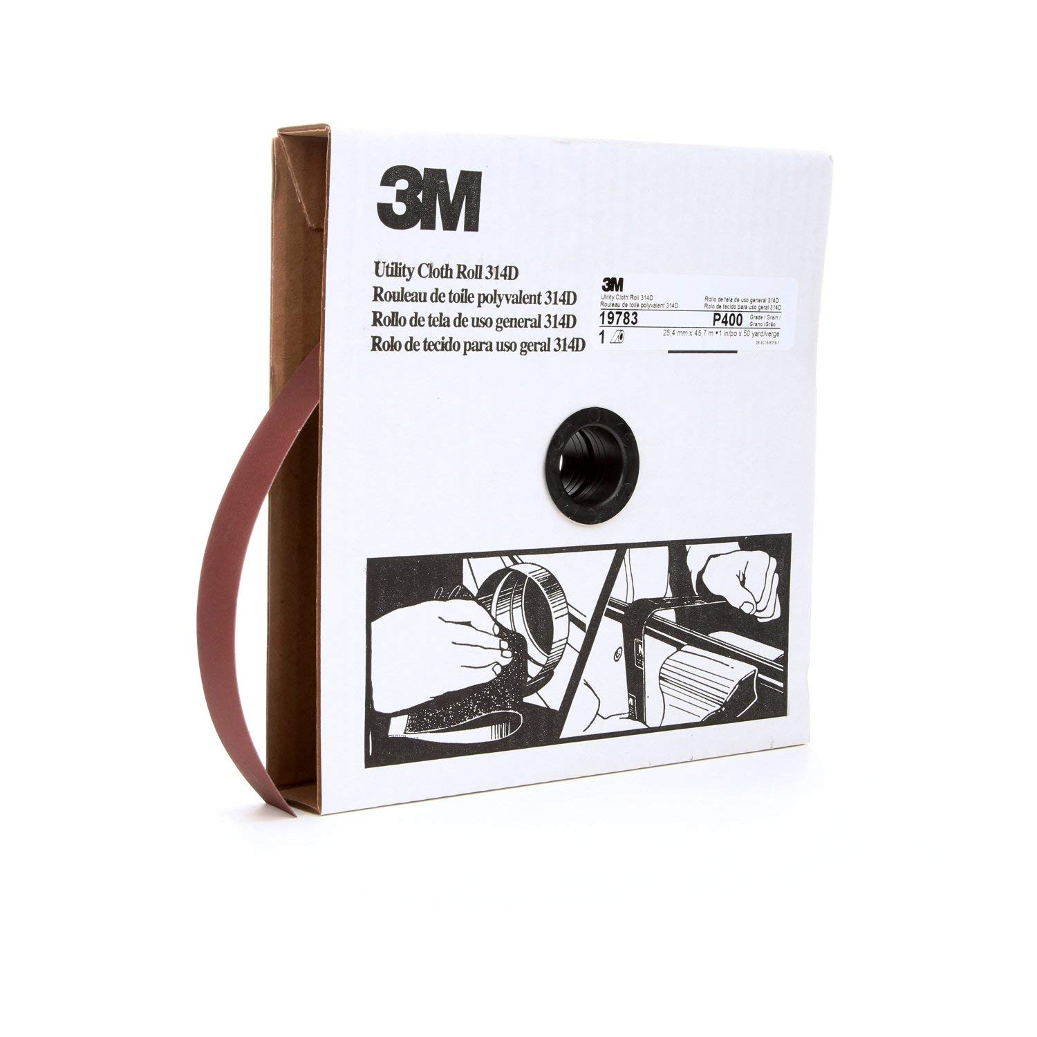 3M Utility Cloth Roll 314D, 1 in x 50 yd P400 J-weight — image 1