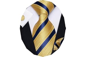 YourTies Striped Ties for Men Classic Woven Silk Necktie with Handkerchief Cufflinks Set Formal Business Party Wedding