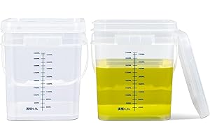ASEVAT 1Gal 2Pack Clear Bucket Graduated Pail Container with Lid, Square Food Grade Buckets, Cleaning Containers Plastic Pails Extra Durable Handles with Grip for Easy Carrying