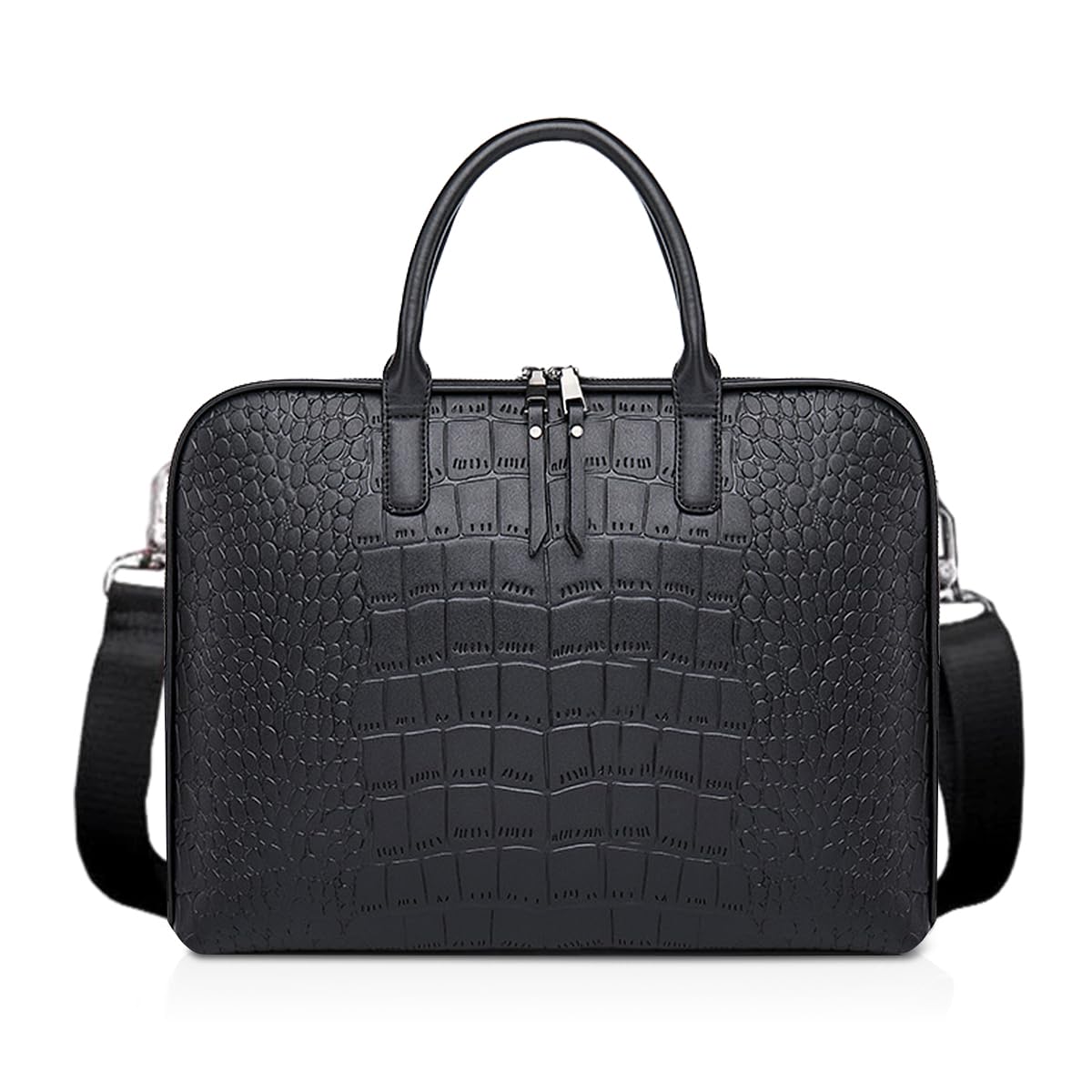 NICOLE & DORIS Laptop Bags for Women 13-14 Inch Large PU Leather Tote Bag Men Laptop Handbag Ladies Business Work Bag Retro Leather Briefcase Black