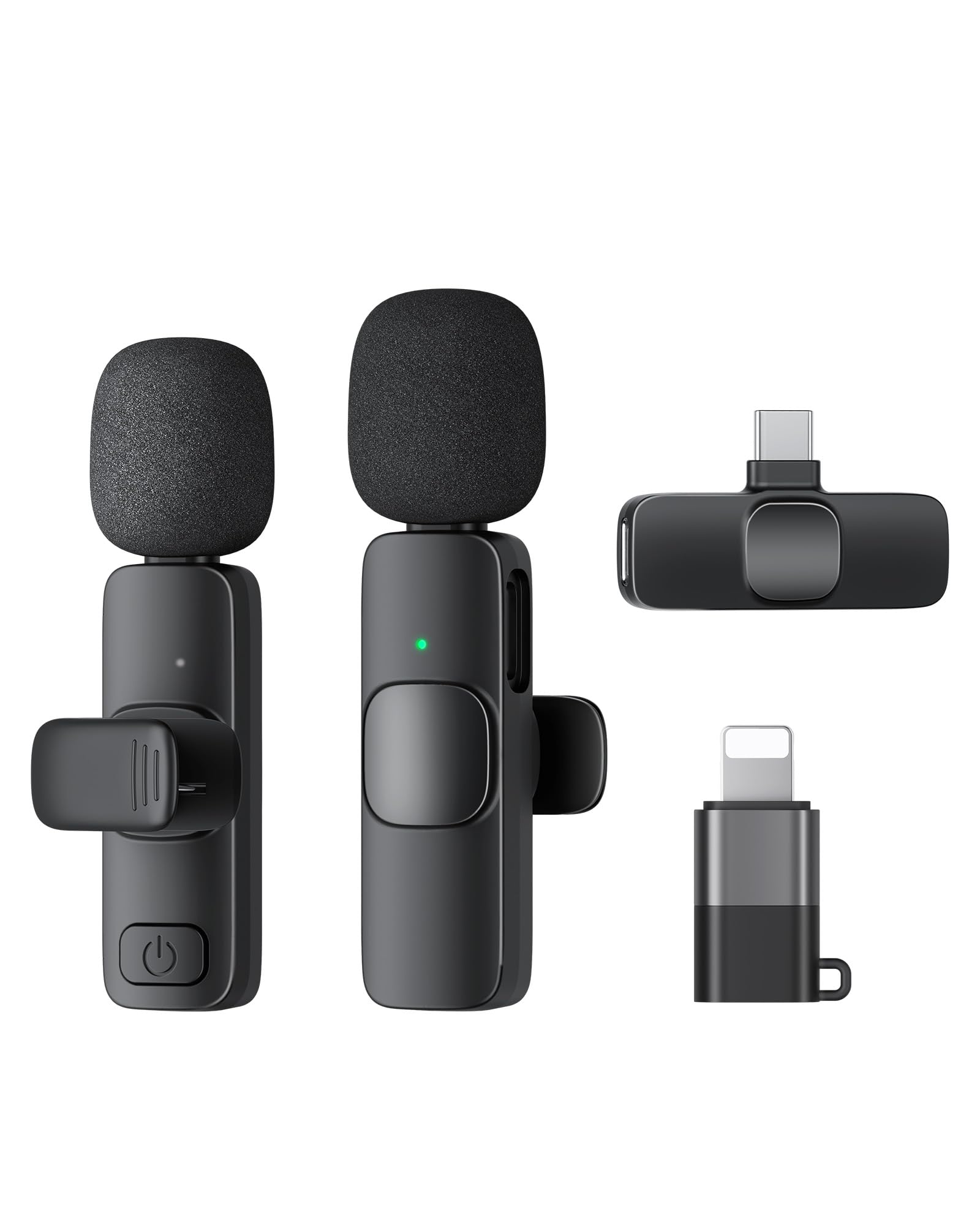 KUKIHO Wireless Lavalier Microphone Compatible for iPhone, iPad, Android Phone (Jet Black, Without Case)