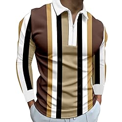 WalGRHFR Male Casual Autumn Striped Splice Printed