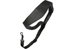 VANPHY Saxophone Neck Strap Non-Slip Leather Comfort Pad Alto Saxophone Neck Strap Adjustable Length Sax Strap For Soprano Tenor Sax and Other Woodwind Instruments (Black)
