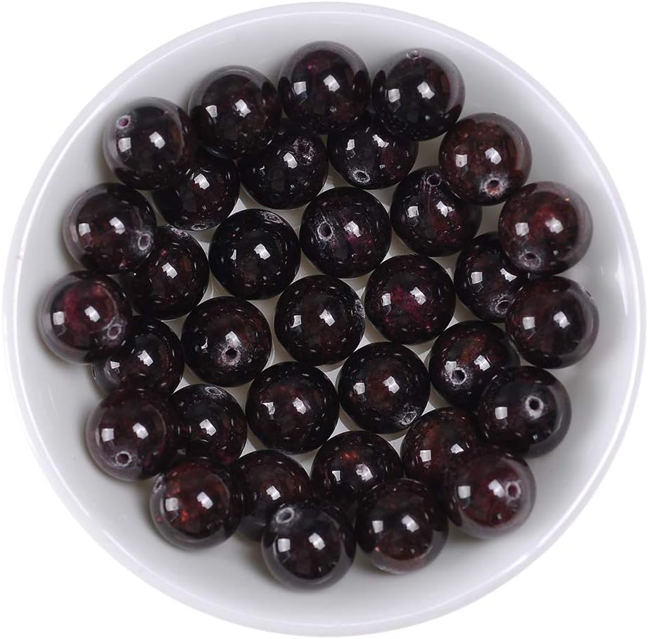 45pcs 8mm Garnet Beads for Bracelets Natural Stone Burgundy Prayer Beads Loose Gemstone Polished Round Beads for Jewelry Making