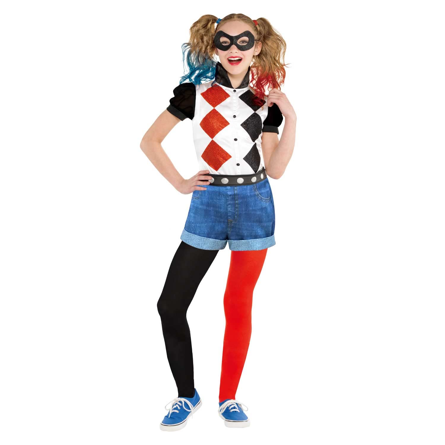 Amscan 9908229 Girls Classic Official Licensed Warner Bros Harley Quinn Child Kids Fancy Dress Costume, Multi-coloured, 12-14 Years