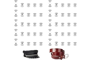 MABAHON 50 Set Leather Rivets Chicago Button Binding Screws Metal Rivet M5 x 4mm Leather Screws Fasteners Set Screw for Belt 