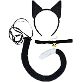 Cat Ears Headband and Tail Set for Cosplay, Book Day Dress Up, Halloween Party, Blue
