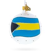 Flag of Bahamas Glass Ball Christmas Ornament 3.25 Inches