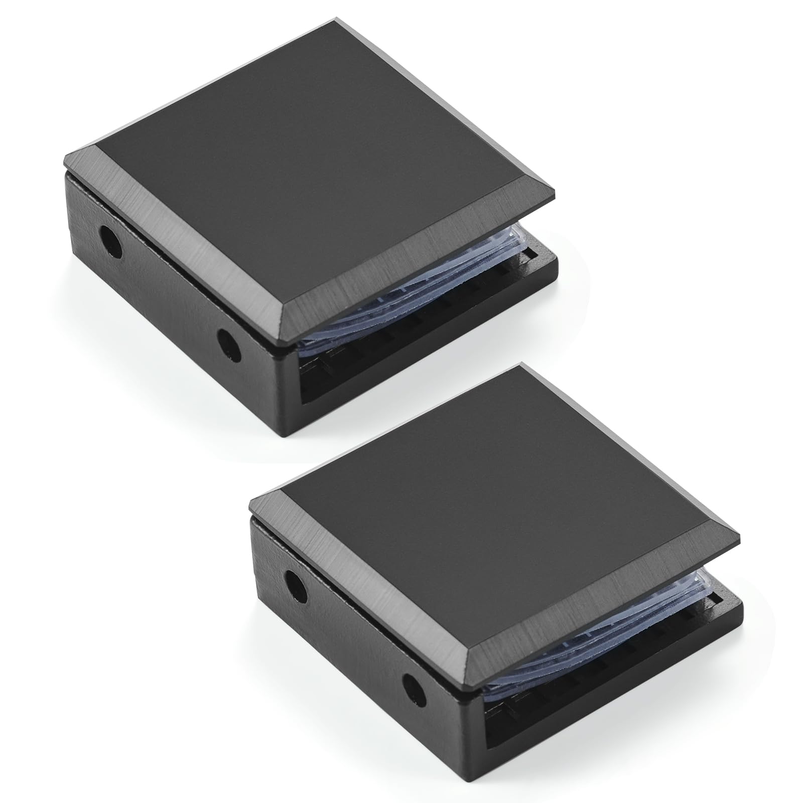 Ranbo Square Frameless Glass Clamp Connector/Shower Door Fixed Panel/Wall-to-Glass Corner Clamp,304 Stainless Steel,for 5/16" - 1/2" (8-12 mm) Thickness Glass,2 PC, Matte Black