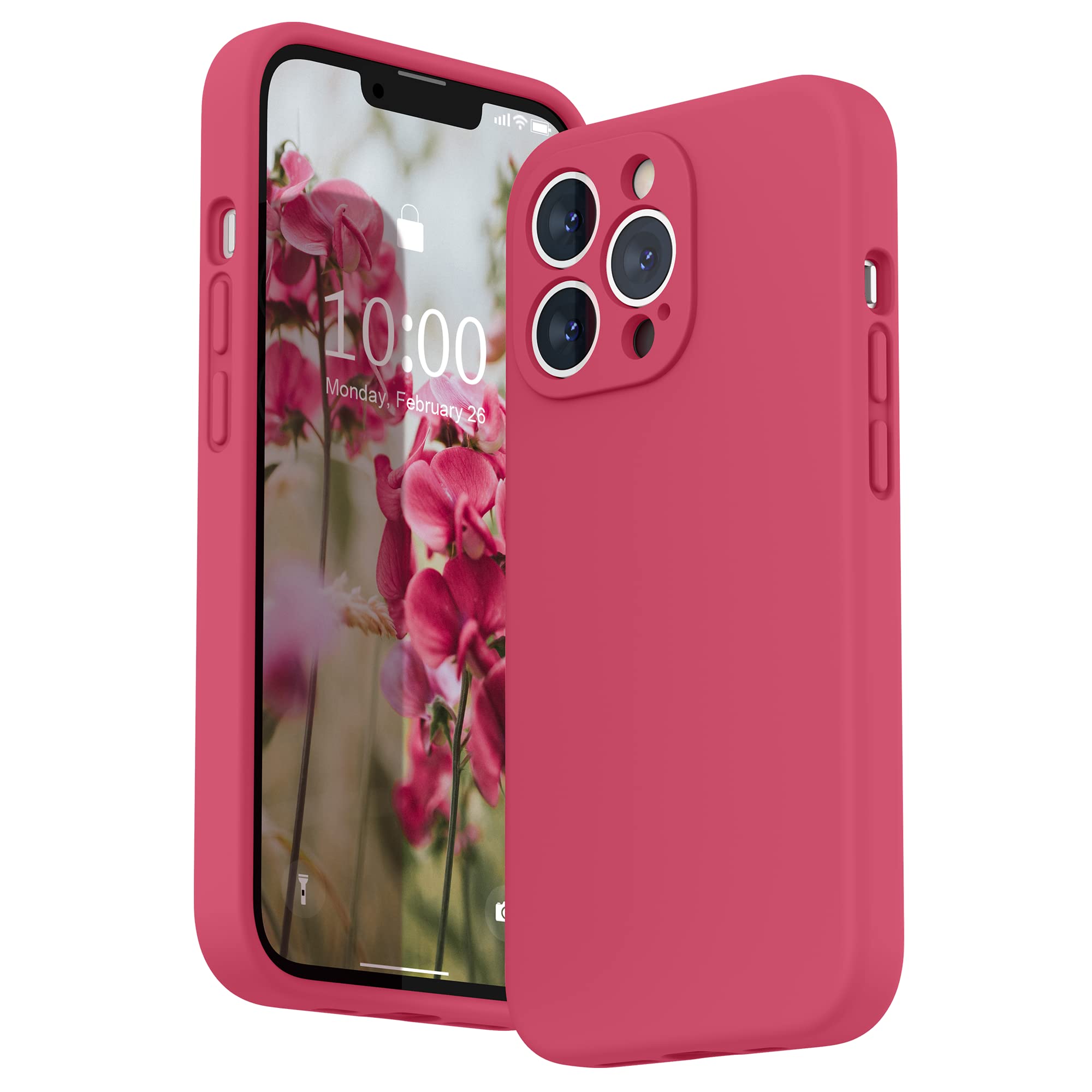 SURPHY Liquid Silicone Case for iPhone 13 Pro Case, Individual Protection for Each Lens Shockproof Rubber Full Body Thickened Design for iPhone 13 Pro 6.1 inch 2021, Hibiscus — image 1