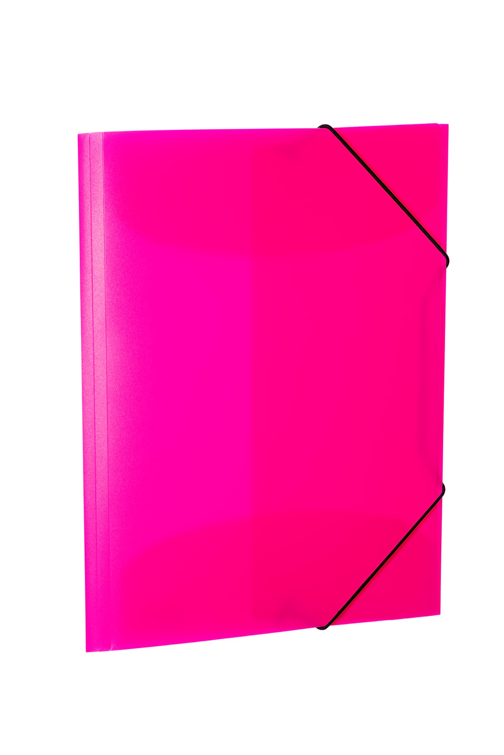 HERMA 19657 Portfolio Folder A4 Translucent Neon Pink, Set of 3, Sturdy Plastic, Washable, Heavy Duty, Organiser with Inner Flaps and Elastic Strap, Document Folder for Children, Boys and Girls