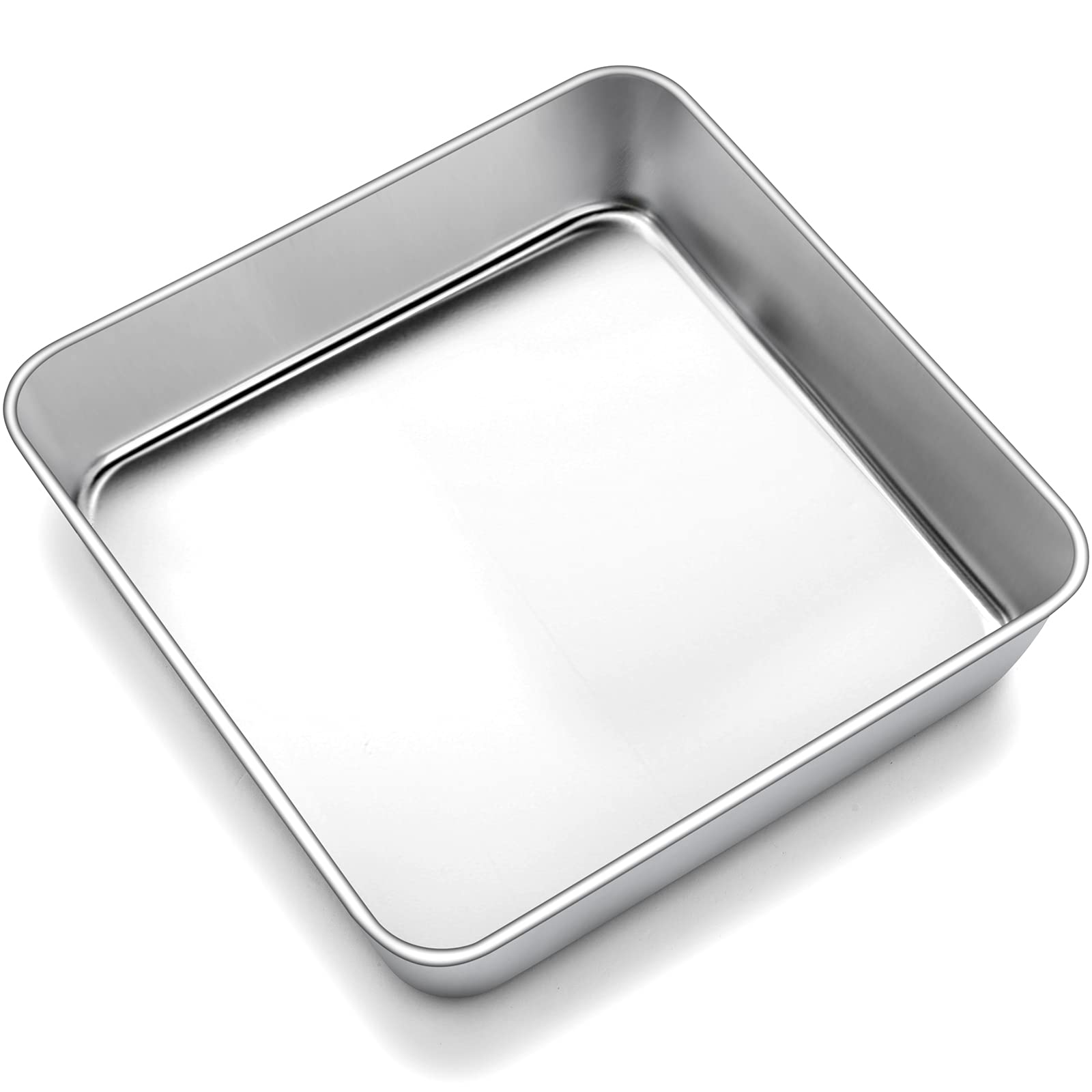 Joyfair 9 inch Cake Tin, Stainless Steel Square Baking Tin/Small Roasting Pan, Cake Mould for Birthday Christmas, Brownie Lasagna Bakeware, Healthy, Matte Finished & Dishwasher Safe, 23.5 x 23.5cm